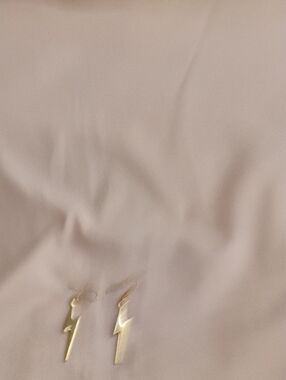 Gold Lightning Bolt Drop Earrings - Minimal Dangle